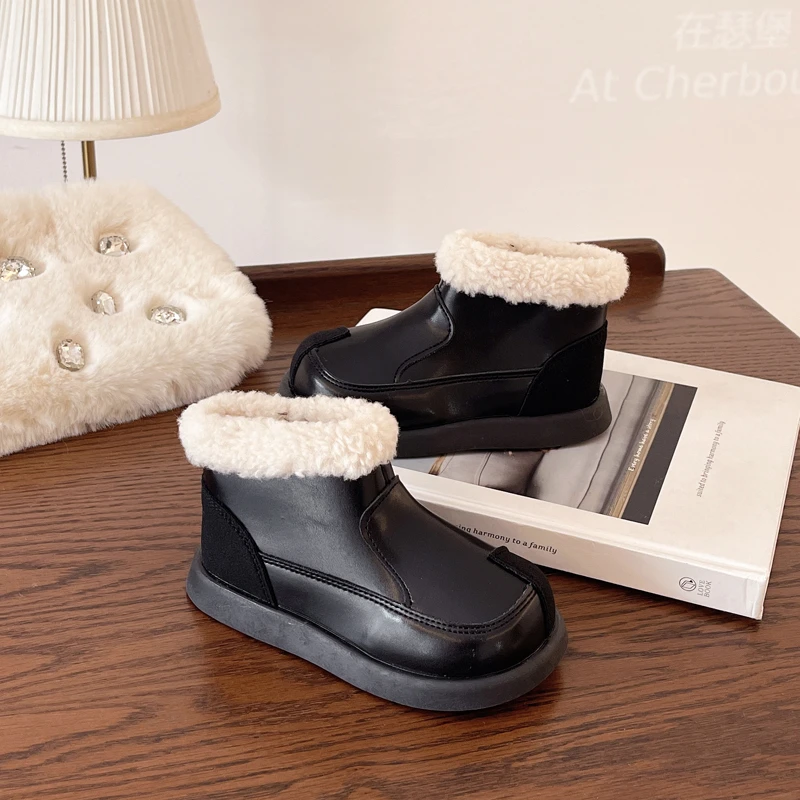 Girls Quilted Ankle Boots Winter Warm Non Slip School Boots