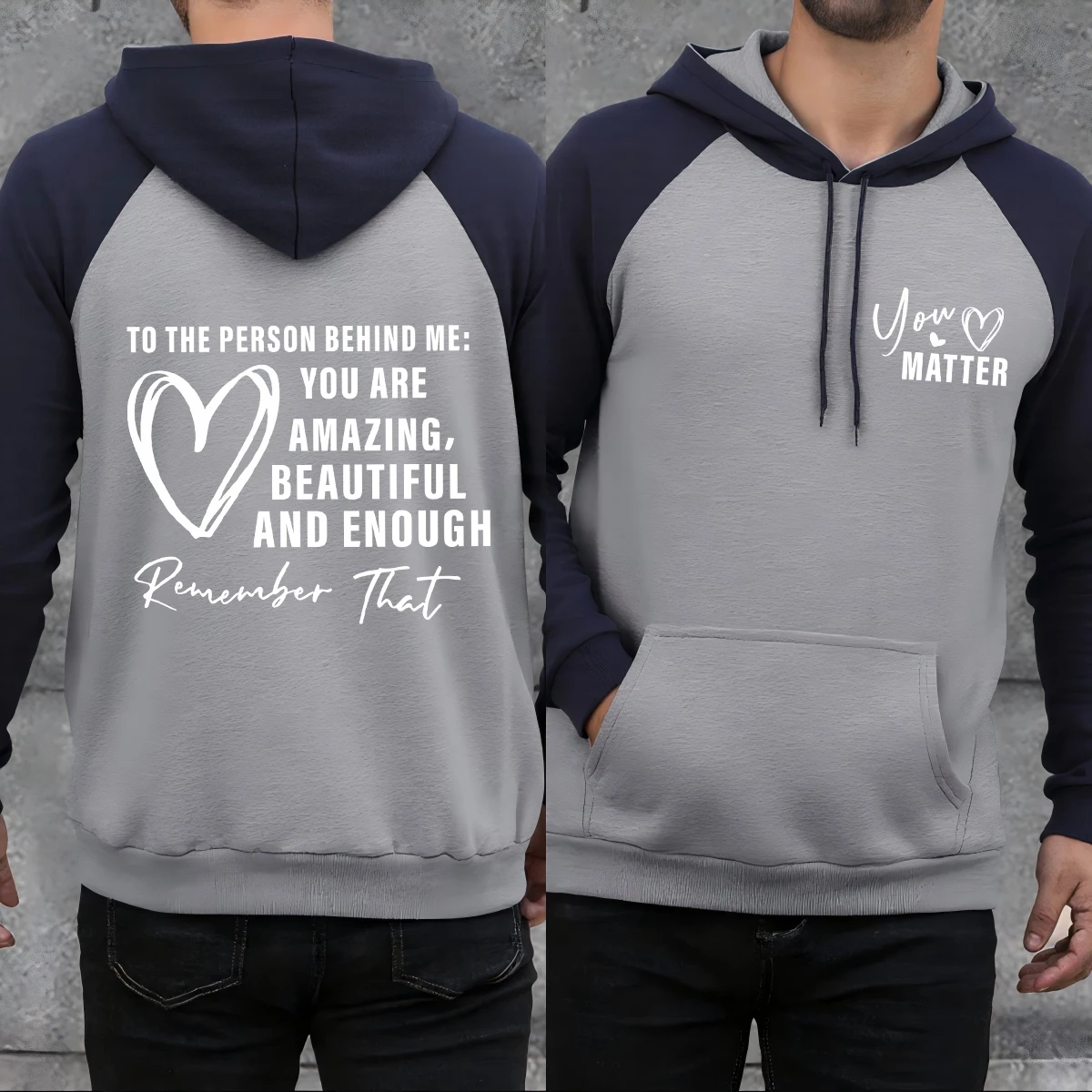 You Are Amazing Beautiful And Enough Heart Raglan Hoodies Men Casual Comics Clothes Basics Hoody Autumn Fleece Unisex Retro Top