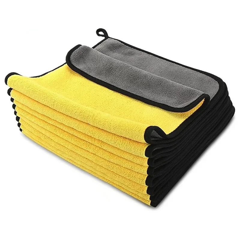 5Pcs Car Microfiber Cleaning Towels Thicken Double Layer Soft Drying Cloth Towel Car Care Detailing Towel Wash Rags 30/40/60cm