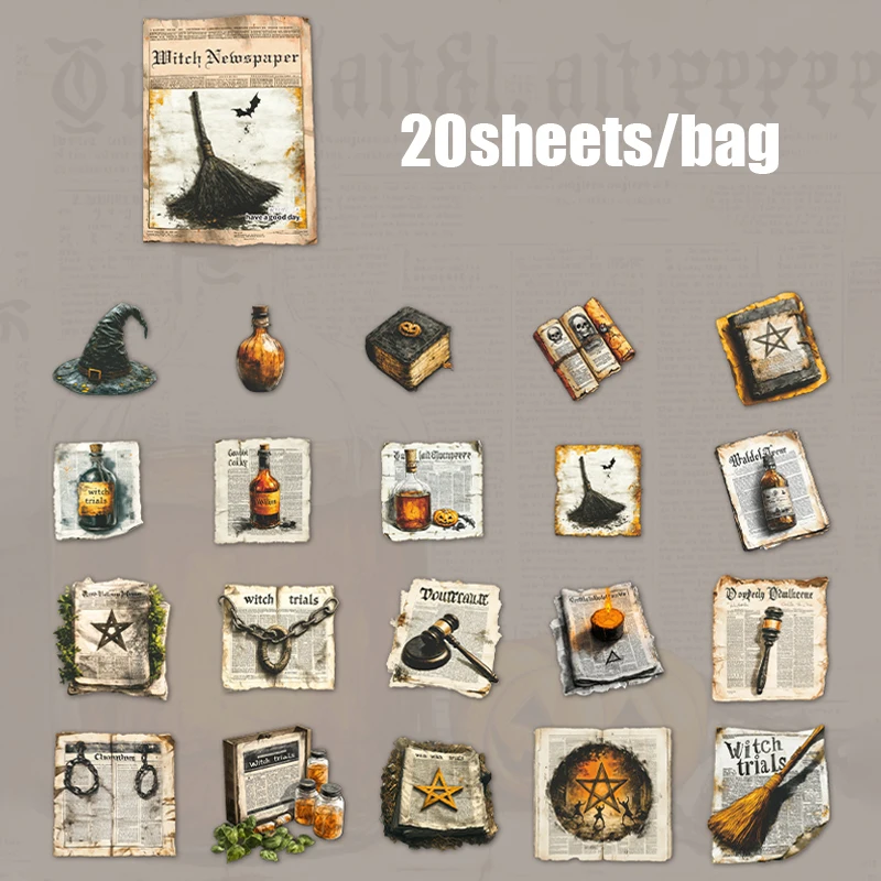 Mr Paper, 6 verschiedene Designs, Black Magic Collection, verzauberte Hexenfiguren, szenische Aufkleber, Scrapbooking-Aufkleber, Heimdekoration, Geschenke – Detail 16