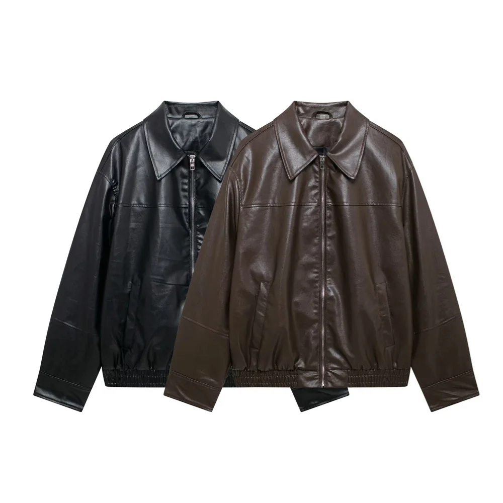 UNIZERA 2024 Autumn New Product Fashion Casual Women's Zipper Pocket Decoration Jacket Coat Lantern Mini Skirt Set