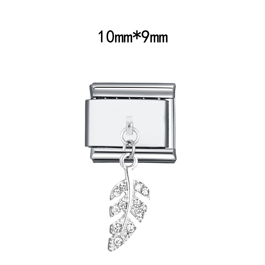 1PC DIY Edelstahl Italienische Charm Links Fit 9mm Armband Schmuck Machen Zubehör Erkenntnisse Stecker Strass CZ Herz – Detail 18