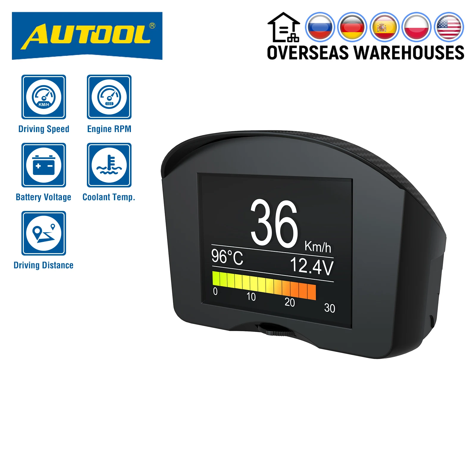 AUTOOL X50 Plus OBD2 Car Head Up Display Speedmeter Voltage Temperature Gauge Fuel Consumption Ceter Alarm Fault Code Scanner