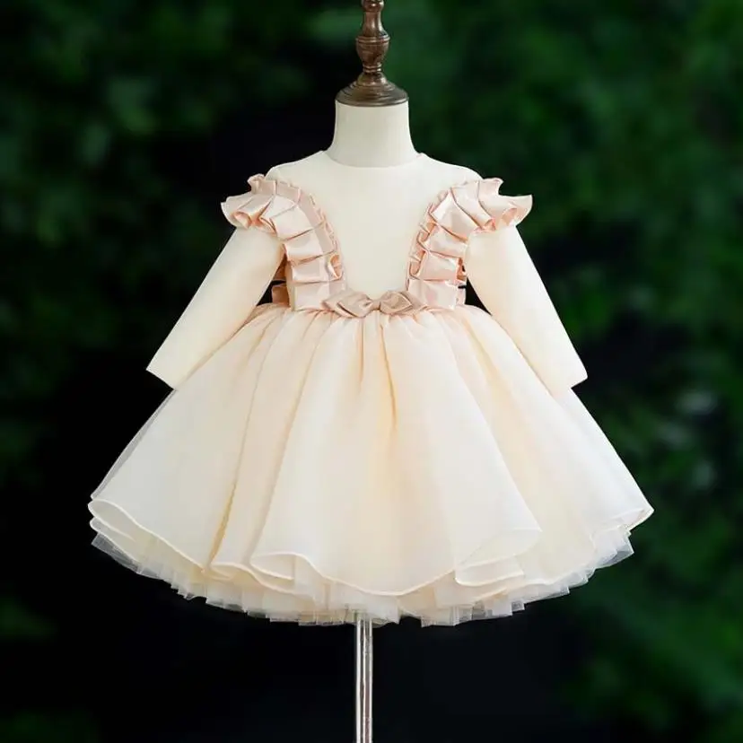 

Baptism Flower Girl Evening Gown Kids Host Wedding Birthday Party Christening Formal Elegant Dress For Eid A2124