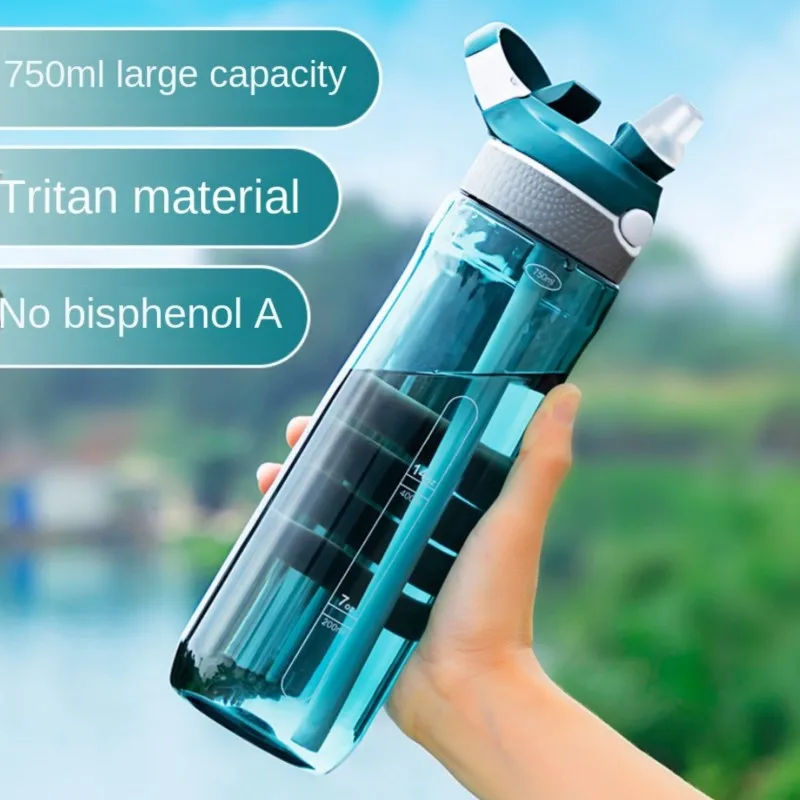 

750ML Large-Capacity Water Bottle Simple With Lid And Straw Portable Leak-proof Cup Student Bottles Outdoor Camping Drinking