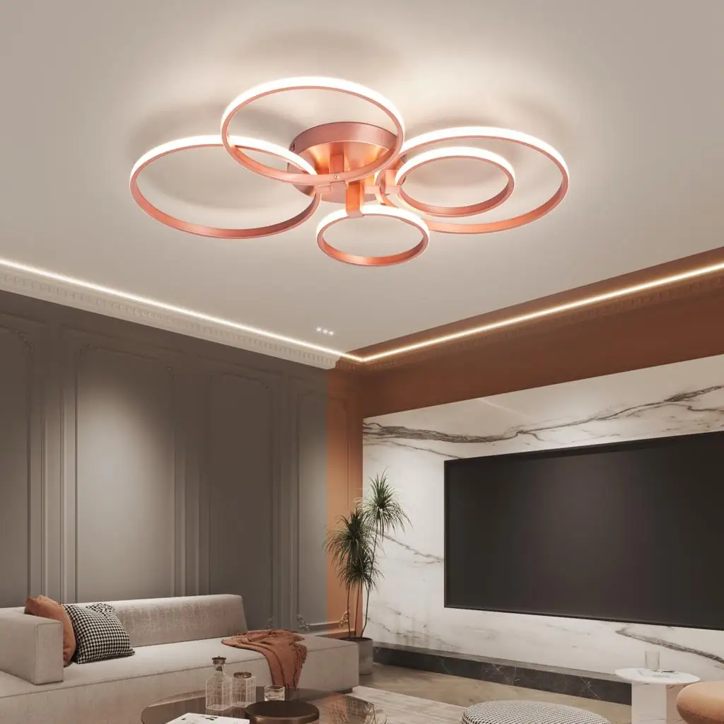 

New Modern led chandelier For Livingroom Bedroom Carridor Foyer Studyroom Decoration home Ceiling Chandeliers Rose Gold Painted