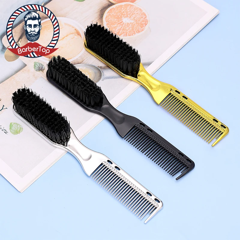 Dual Beard Brush Haircut Comb Barber Styling Accessories Plated Handle Neck Duster Salon Home Men'S Facial Clean Tool 36pcs set clean up tool kit collect deburring file chisel tweezers blade pliers alloy set moulding tool for 3d printer printout