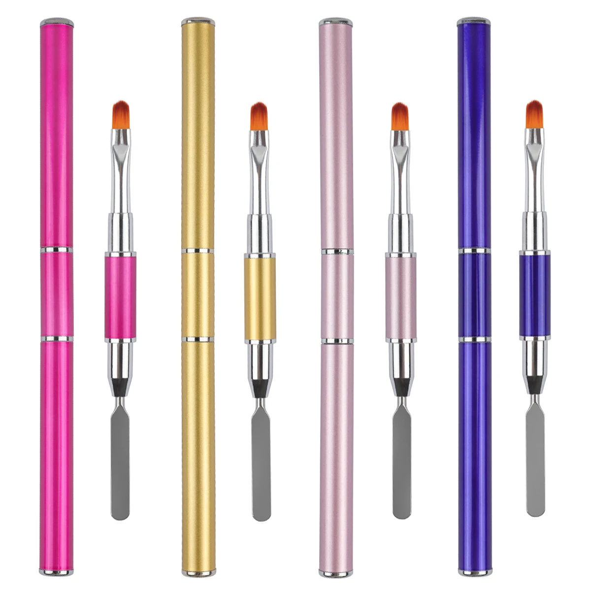 1Pcs Dual Ended Nail Art Brushes Acrylic UV Gel Extension Builder Flower Painting Pen Brush Remover Spatula Stick Manicure Tools