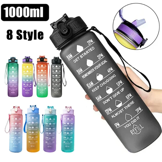 Botella de agua motivacional para deporte 750ml / 1000ml: Sin fugas Emoape