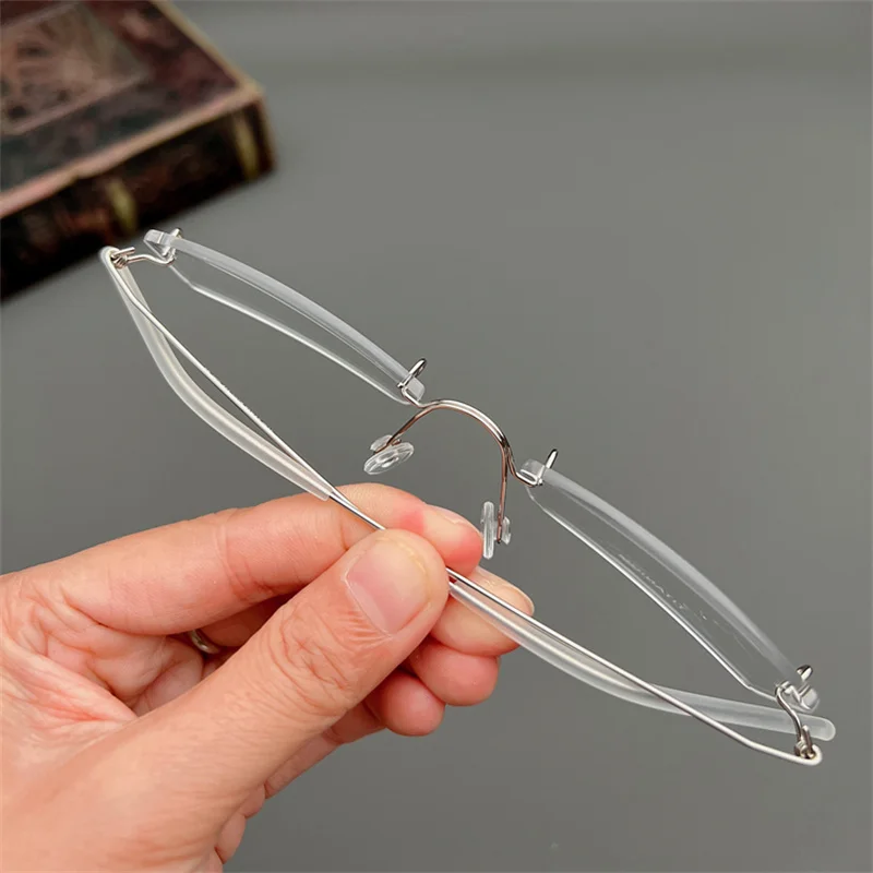 Dänemark Schraubenlose Schmale Quadratische Rahmen Brille Männer Business Rechteck Randlose Brillen Rahmen Ultraleicht Frauen Marke Brillen – Detail 26