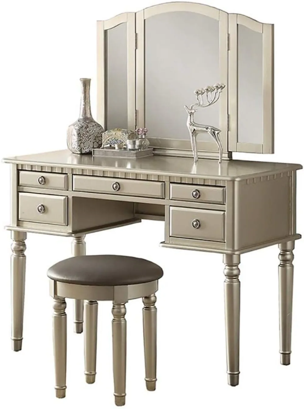 Bobkona F4079 St. Croix Collection Vanity Set with Stool vanity table bedroom sets makeup vanity table with mirror