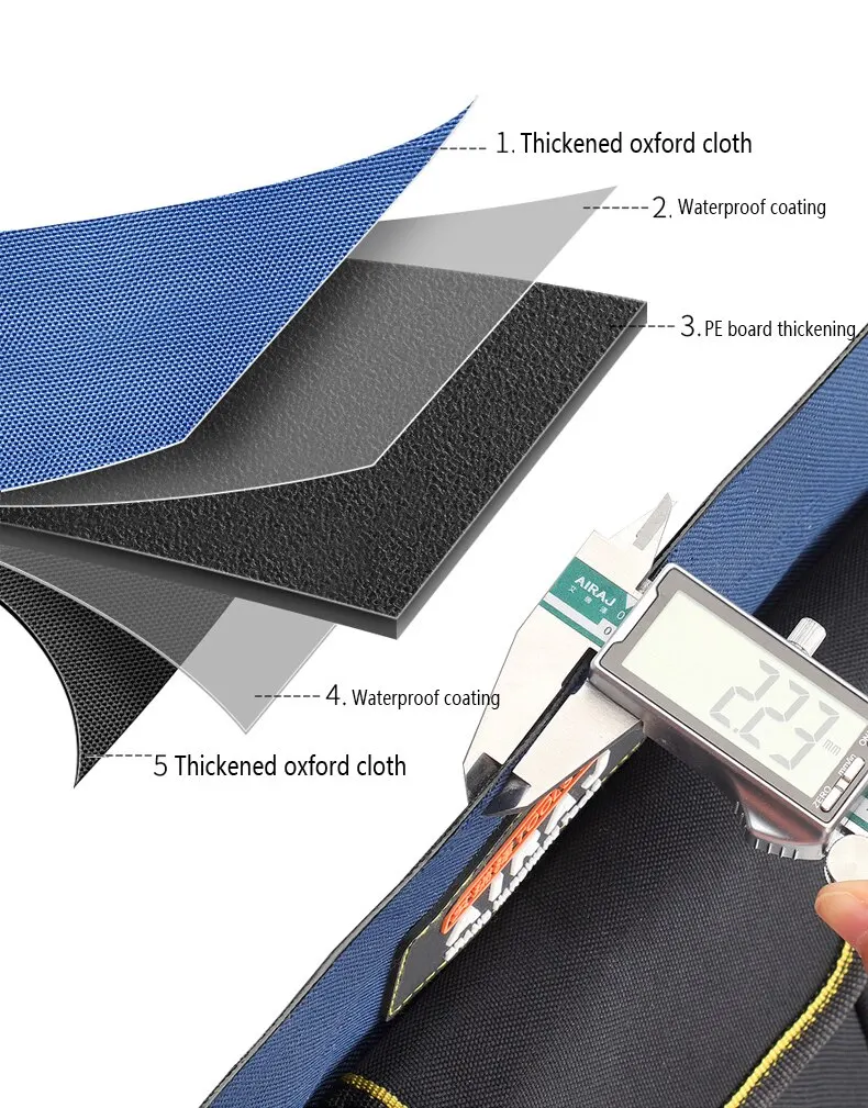 AIRAJ 다기능 도구 가방, 대용량 옥스포드 캔버스 방수 가방, 내마모성 도구 수리 보관 전기기사 가방