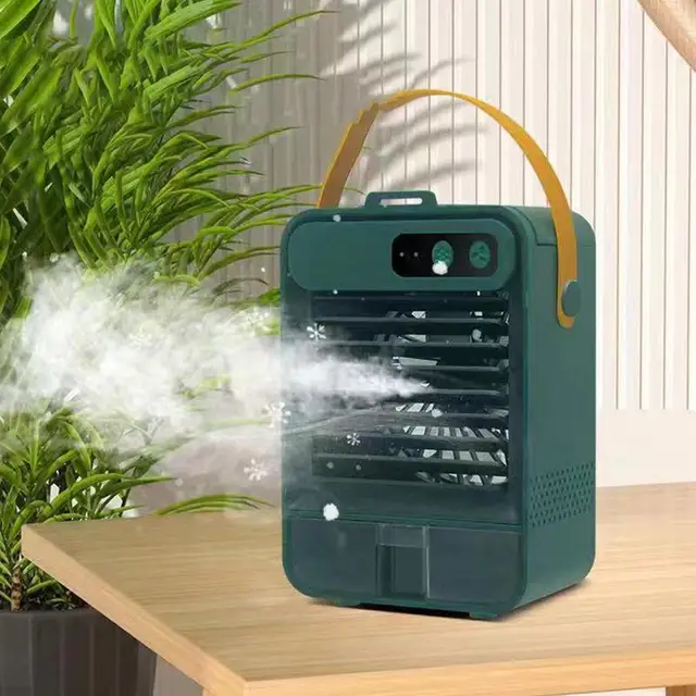 Hordozható Léghűtő 3 Sebességű Usb-Töltés Párologtató Hűtő Levegő Párásító Szépség Tükörrel Asztali Dájs Ac Ventilátor - Image 4