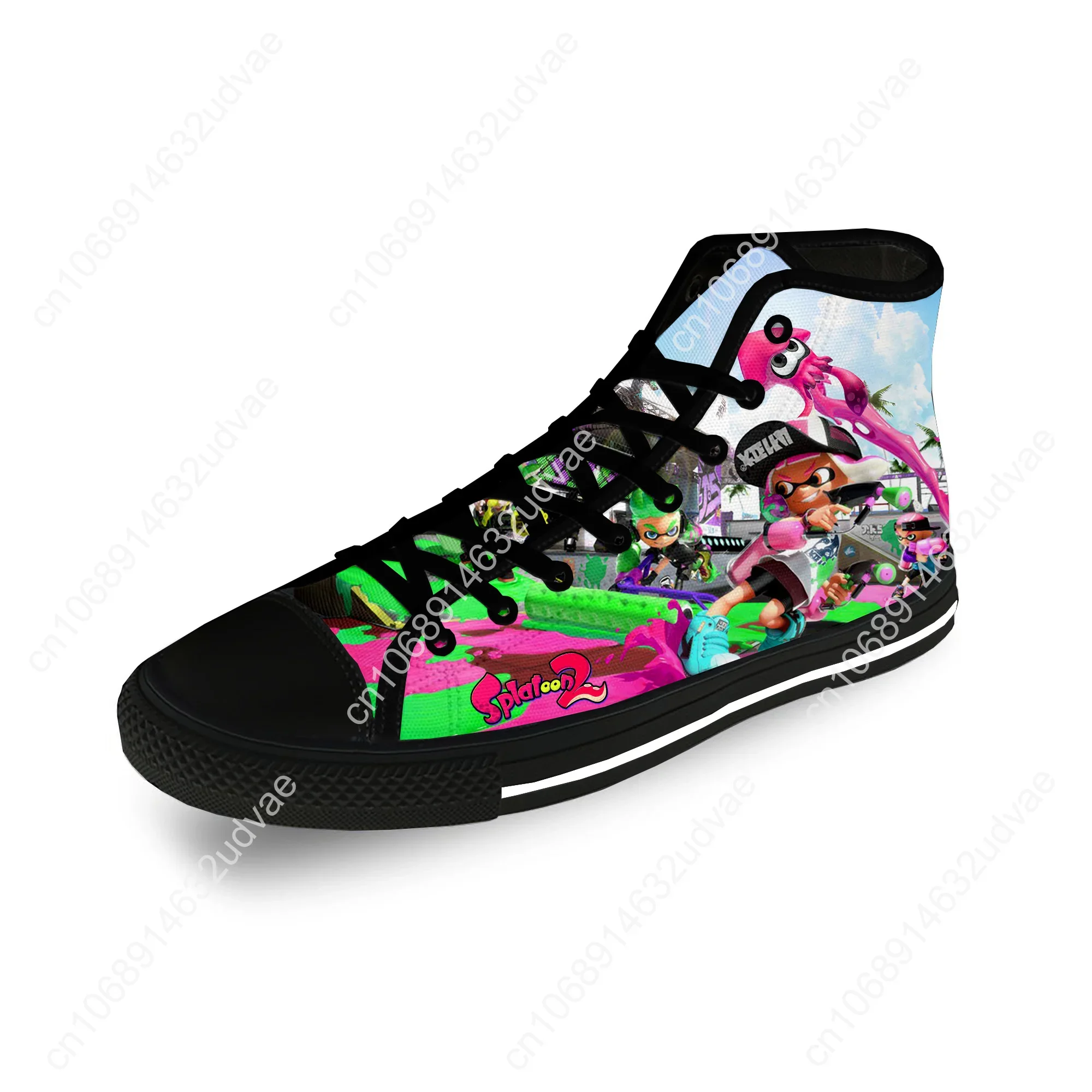 Game Anime Splatoon Kawaii Casual Cloth Fashion 3D Print High Top Canvas Shoes Men Women Lightweight Breathable Sneakers