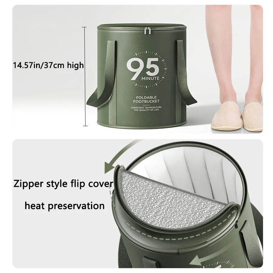 Portable Folding Foot Bath Bucket Foldable Foot Bath Bag Basin Outdoor Portable Basin Insulated Bucket Dormitory Deep Calf Home 1Pcs