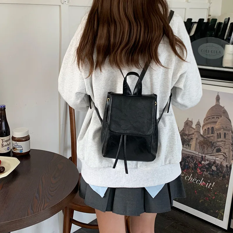 Small Retro Brown Backpack Women Spring Summer New Ins Simple Versatile Shoulder Bag