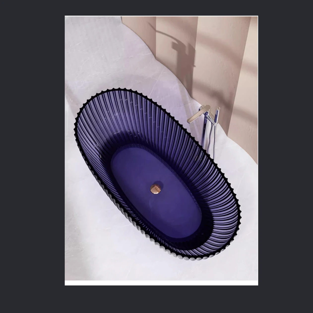 1700x850x580mm Oval Resin Colourful Transparent Tub Freestanding Floor Mounted Bathtub  BV1071 3