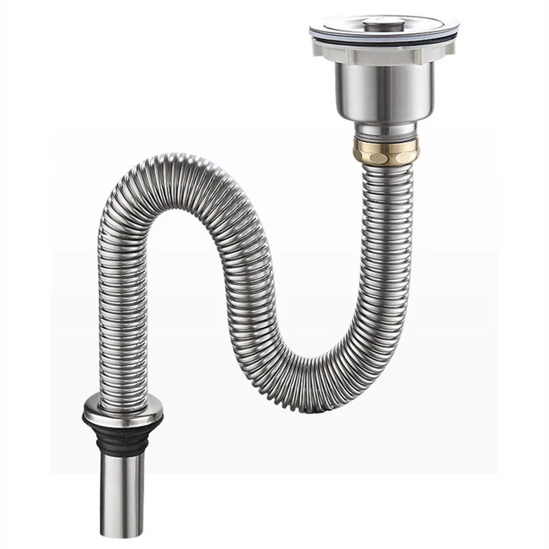 

1Pc Stainless Steel Sewer Drain Pipe Flexible Wash Basin Sink Plumbing For Home Kitchen Bathroom Downcomer Facility Accessories