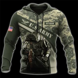 3D US CAMO FLAG Printed Hoodies Camouflage Army Veteran Military Graphic Hooded Sweatshirts Kid Fashion Streetwear Pullover Tops