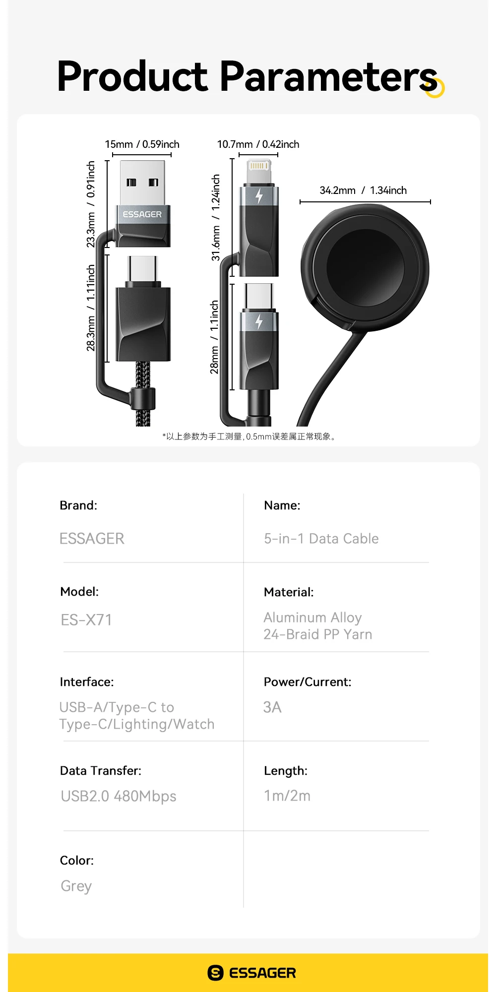 5-in-1 USB-A/Type-C to Type-C/Lighting/Watch PD 65W Fast Charging For iPhone16 1