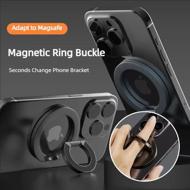 Magnetic Foldable Phone Finger Ring Holder and Desktop Stand, Double-Sided Design
