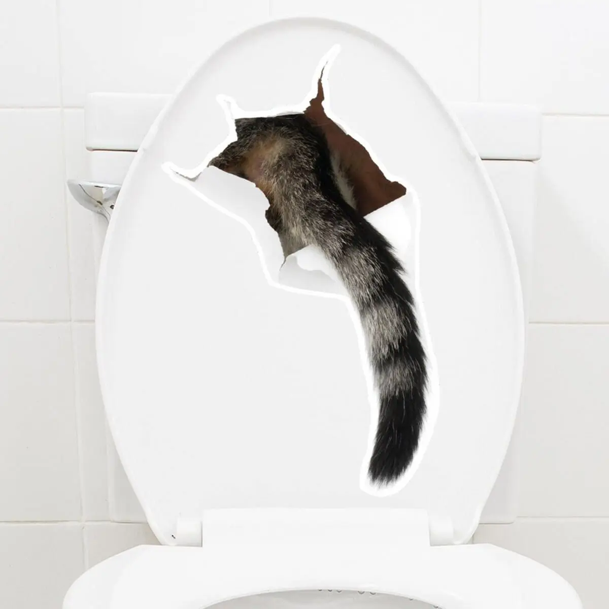 1pc-3D beautification toilet sticker with cat tail hole wall sticker creative toilet cover decorative sticker