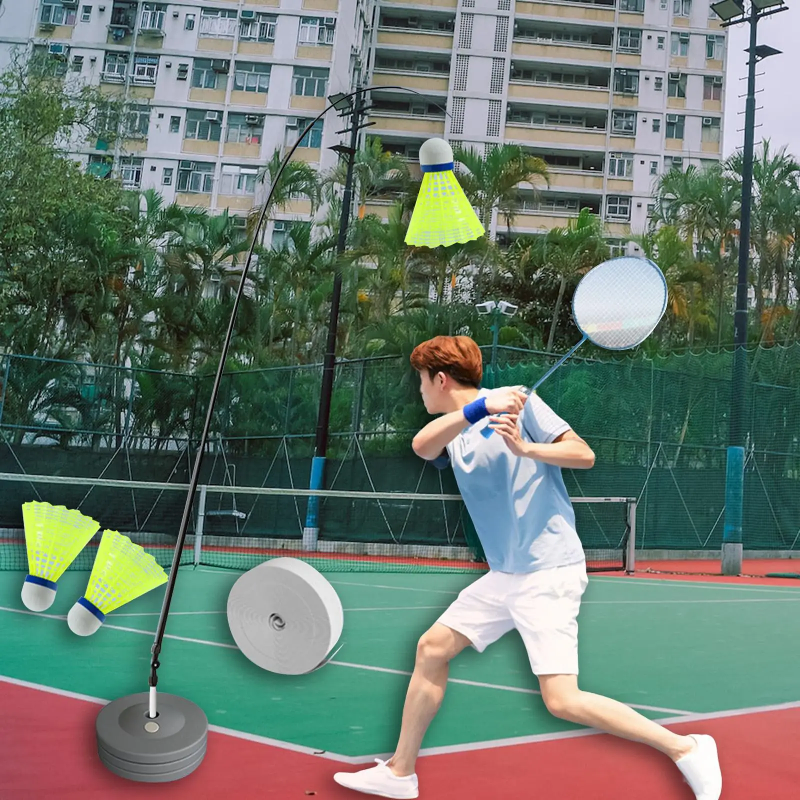 Self Practice Trainer Aid Tool Single Badminton Training Device Equipment