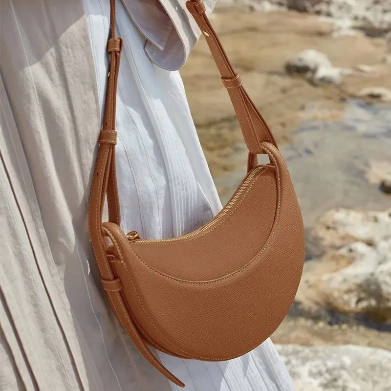 

Genuine Leather Bag Ladies Luxury Handbag New Fashion Handbags Saddle Bag Crescent Handbags Designer High Ladies Leather Bags
