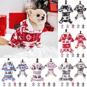 Winter Christmas Dog Clothes Jumpsuit Warm Plush Pet Pajamas for Medium Small Dogs Down Cats Parkas Puppy 강아지옷 ropa para perros