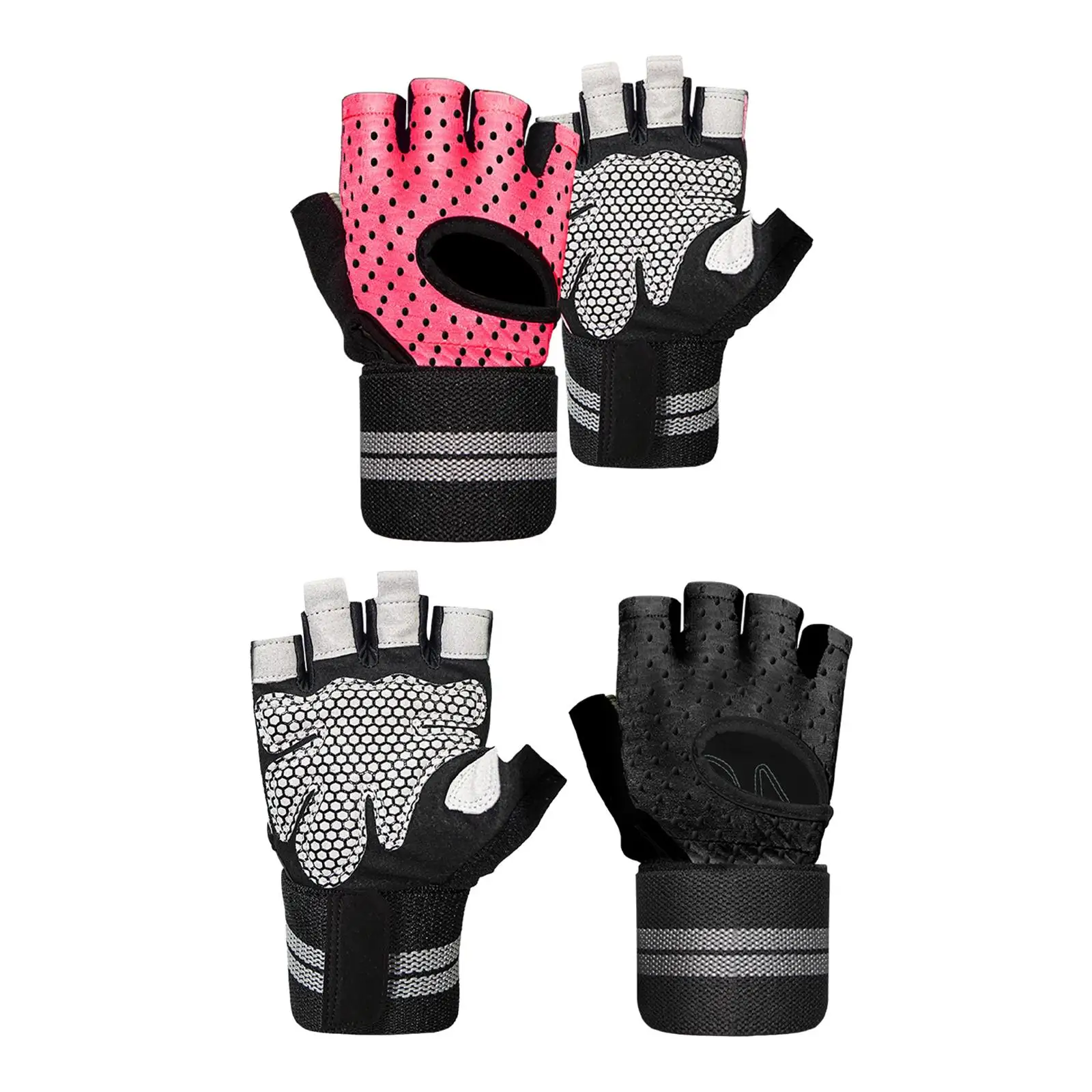 Half Finger Sports Gloves 1 Pair Anti Slip Women Men Protective Fitness Gloves for Powerlifting Riding Camping Training Dumbbell