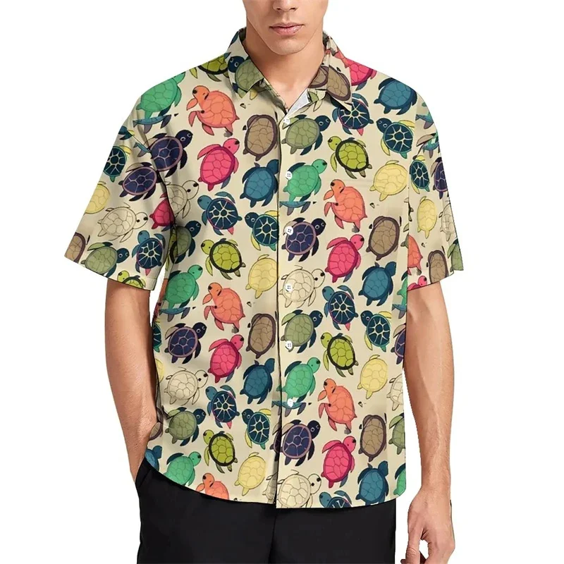 thumbnail image 1 of Blusas hawaianas con estampado 3D de tortugas marinas, camisas de playa con estampado 3D de estrellas de mar y animales para hombre, ropa de vacaciones, camisetas Y2k para hombre, 1 of 5