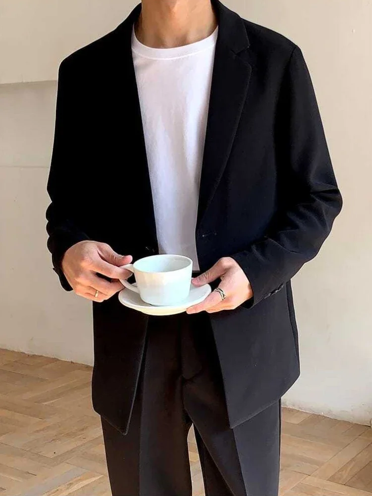 

Мужской Блейзер, Классическая однобортная куртка оверсайз большого размера, Модная элегантная повседневная куртка, 2024