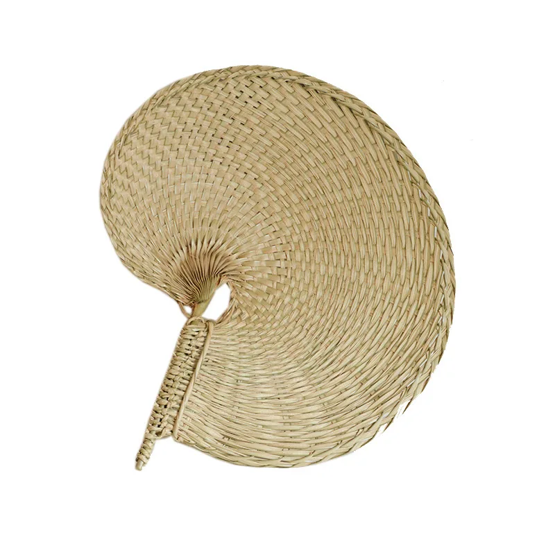 Handmade Straw Cooling Fan, Love Oval Shaped Hand Held Fan, Woven Cooling Fan for Home, Tearoom Decoration Ornaments, 1PC