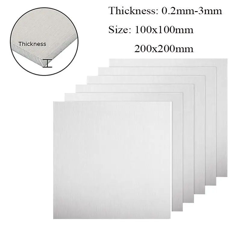 304 Stainless Steel Square Sheet Plate Thickness 0.2/0.5/0.8/1/2/3mm Flat Brushed Metal Polished Plate 100x100mm 200x200mm effect of protection 5052 aluminum plate flat aluminum sheet diy thickness 3mm 5mm 6mm 100x100mm 100x200mm customizable