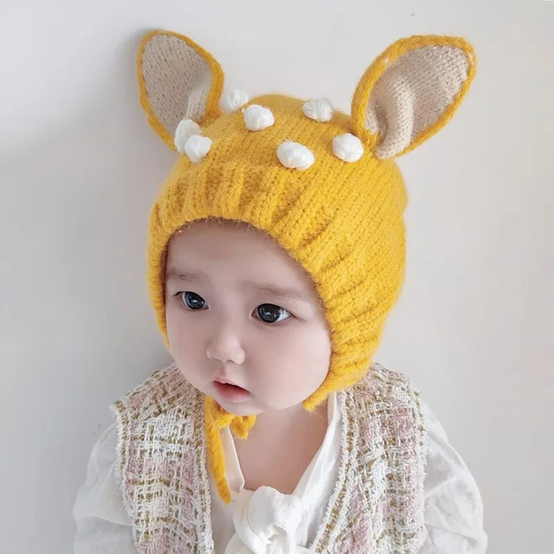 

Autumn Winter Toddler Infant Knitted Baby Hat Adorable Rabbit Long Ear Hat Baby Bunny Beanie Cap Newborn Photo Props Thickened