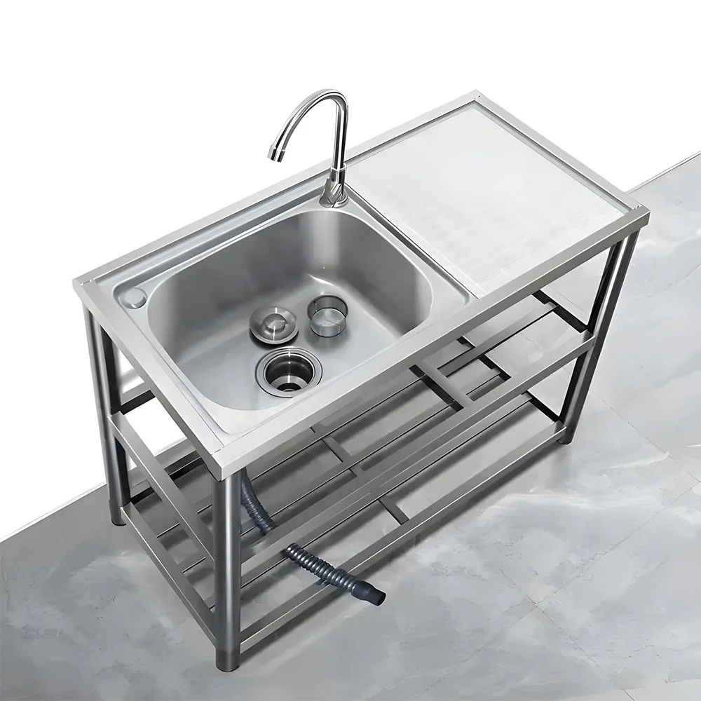 Stainless Steel Kitchen Gadgets Freestanding Outdoor Deep Commercial Sink Large Kitchen Garden Sink with Faucet Three packages