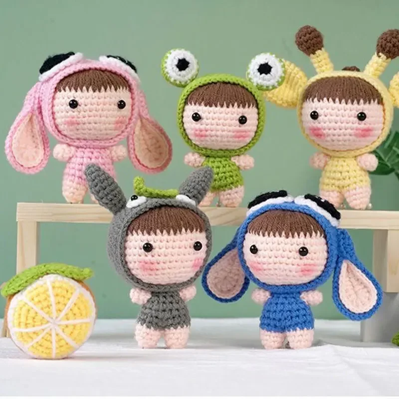 DIY Handmade Doll Crochet Wool Yarn Kit for Beginners Material Package Hand Knitting Kids Adults Braid Keychain Decoration Gift
