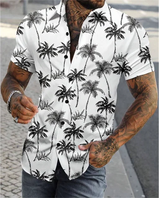 Chemise Huk Kona Homme Manches Courtes Imprimé Bleu Océan - Taille M - Neuve