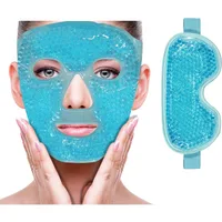 Cooling Ice Face Eye Mask for Reducing Puffiness, ,Hot/Cold Pack with Soft Plush Backing (Blue(1* Eye Mask+1*Face Mask)) 1