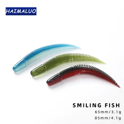 HAIMALUO Smile Fishing Lures Soft Bait 65mm 85mm Light Dancing Worm Sway Noodle Worm Needle Straight Tail Floating Bass Manda