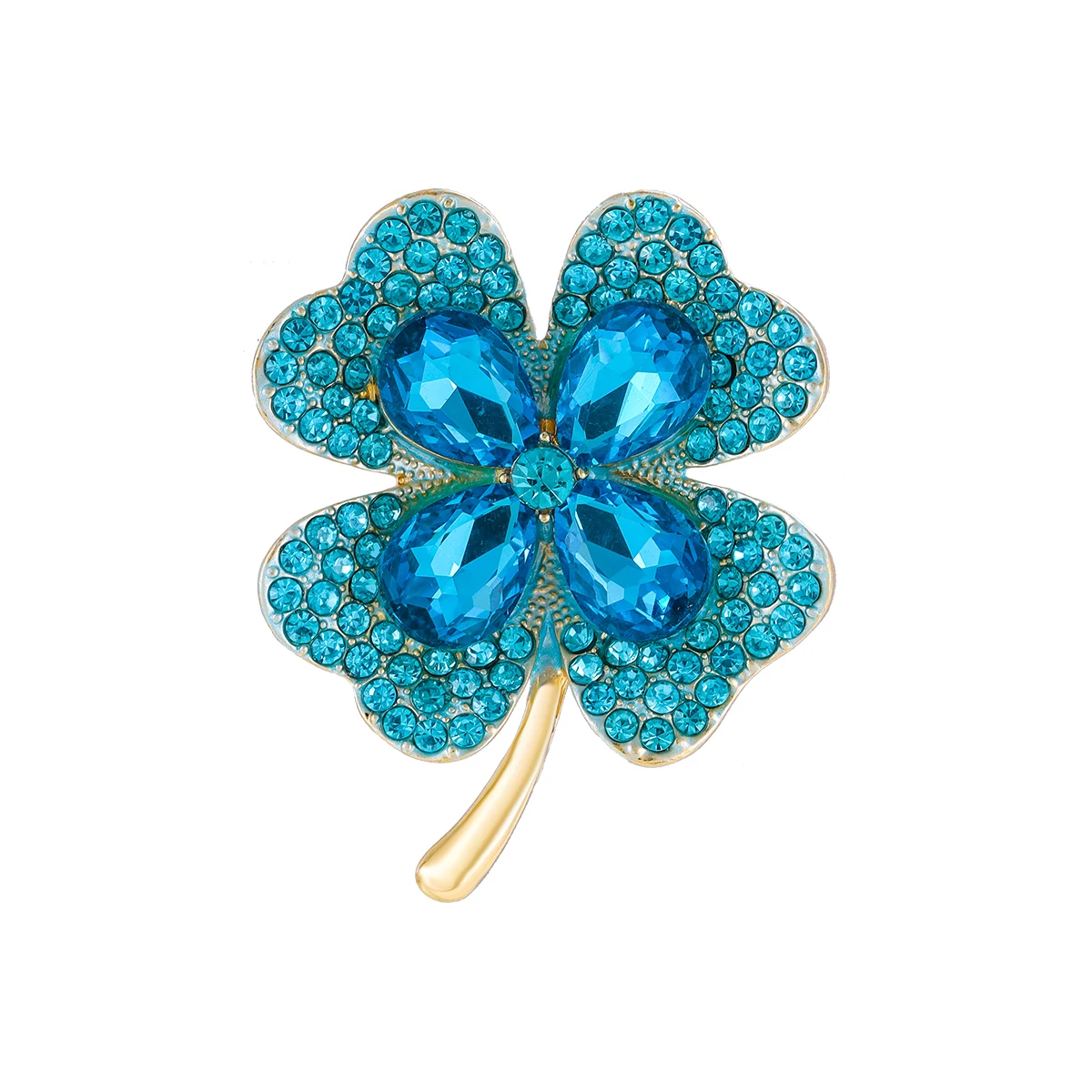 Blue Crystal Plant Leaf Brooches Girls Fashion Hijab Brooch Pins Women's  Jewelry