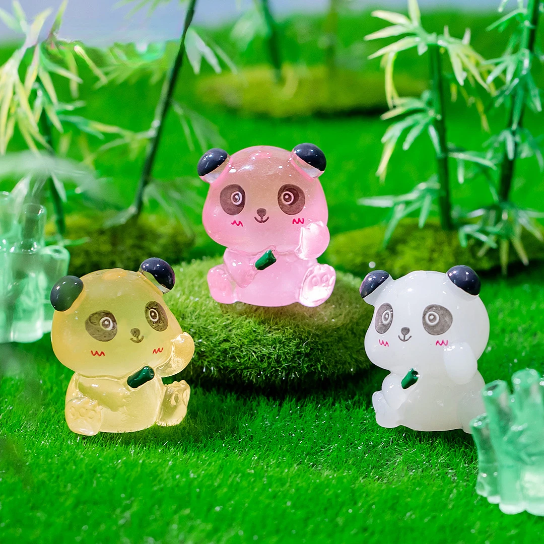 Cute Luminous 3D Panda Resin Crafts Glow In The Dark Tiny Pandas Micro Landscape Figures Decorate DIY Home Ornaments 8/24/48Pcs ornament crafts resin ornaments resin crafts resin crafts accessories resin succulent crafts