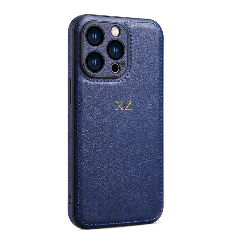 Personalise Gold Initial Letters Leather PU Soft Case For Iphone 14 11 13 12 15 Pro Max XR Xs max 14 15 Plus Luxury Covers