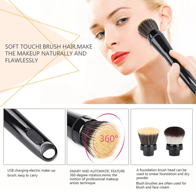Electric Loose Powder Brush Quick Makeup Brush Blush 10 Gears Vibration Rechargeable Multifunctional Makeup Brush Tools 1