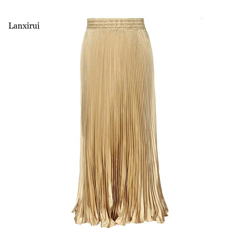 

Женская Весенняя модная уличная длинная блестящая плиссированная юбка с заниженной талией