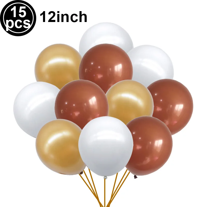 Whimsical Teddy Bear Party Balloons - 12 Blue, Brown & Gold Latex Decor for Birthday or Baby Shower