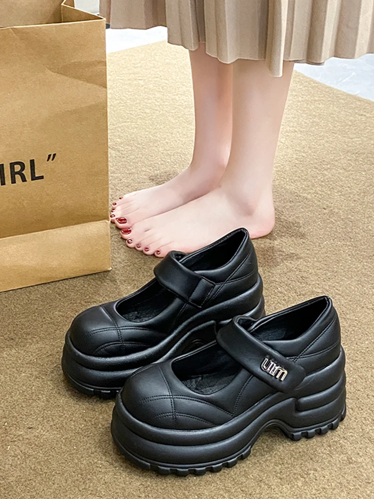 

Shoes Woman 2023 Female Footwear Clogs Platform Oxfords Round Toe Autumn Casual Sneaker New Dress On Heels Creepers Leather