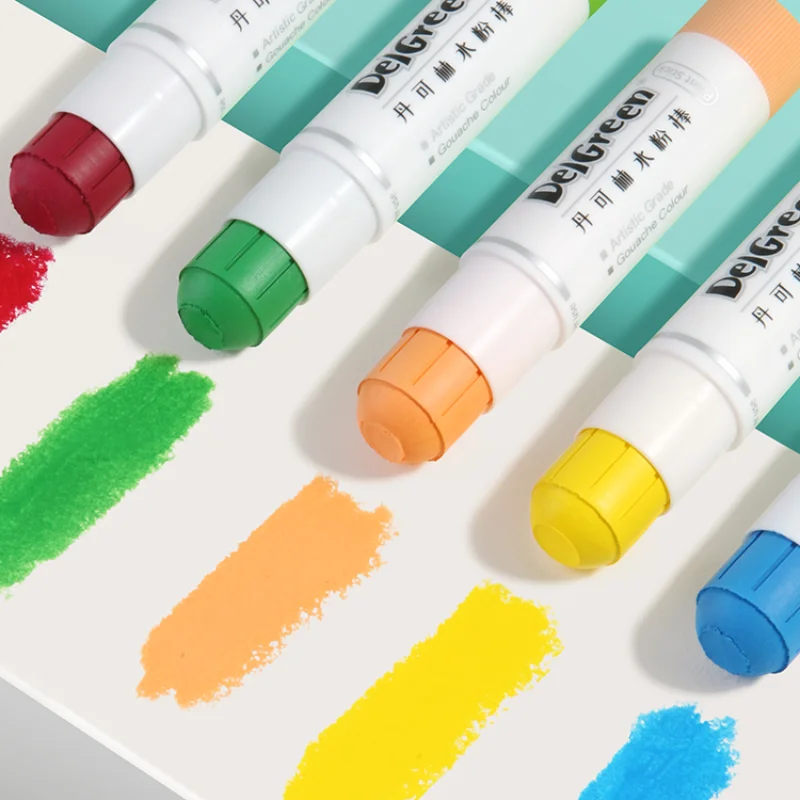 Profession Solid Gouache Stick Basic/Macaron Pastels Crayons Painting Kids Drawing Art Supplies Non-Toxic Wax Crayon DELGREEN 4