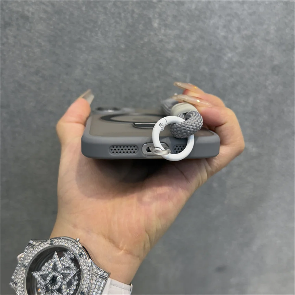 Luxury Frosted Translucent Phone Case with Lanyard Stand