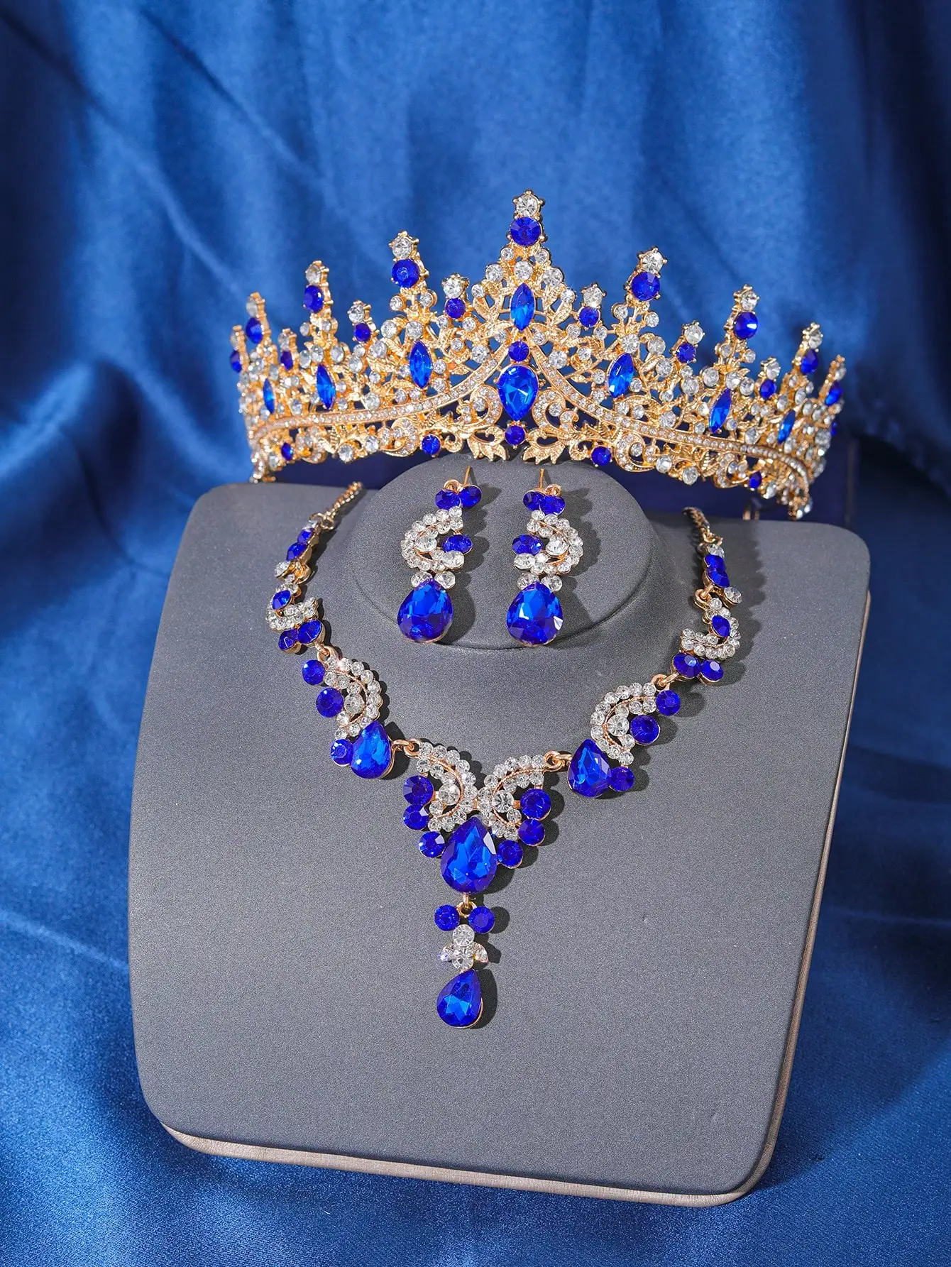 Jewelry Set Bridal Headwear Black Crystal Bridal Jewelry Set for Women Tiaras Earrings Choker Necklace Bride Crown Wedding Dress Costume Accessory jewelry set bridal headwear